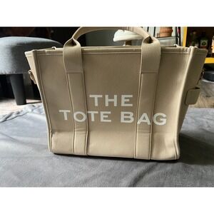 Tan Pebbled Vegan Leather The Tote Bag‎ Crossbody Handbag with Gold Hardware